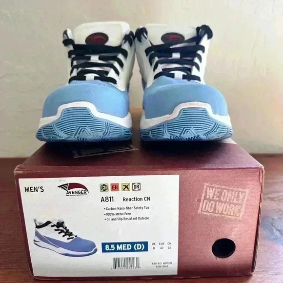 Avenger Work Boots Reaction Mid CN A811 Men's Size 8.5 White Blue Black - Picture 2 of 13